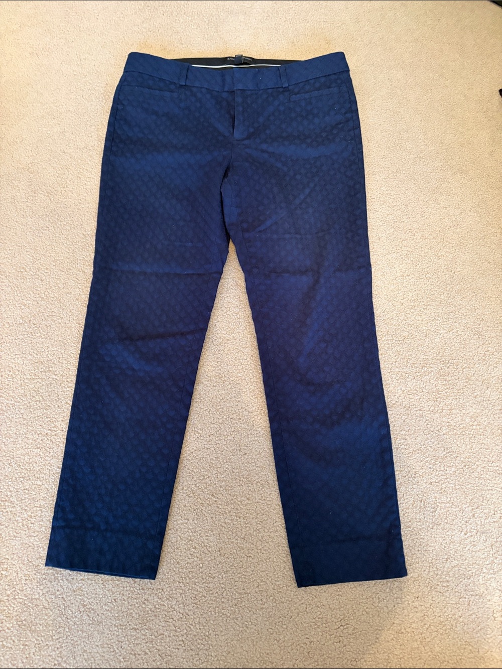 Banana Navy Textured Straight-Leg Pants